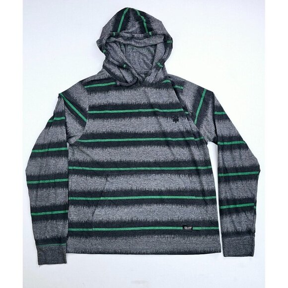 Zoo York Size Medium Mens Gray Black Green Stripe Lightweight Pullover Hoodie - Picture 1 of 11